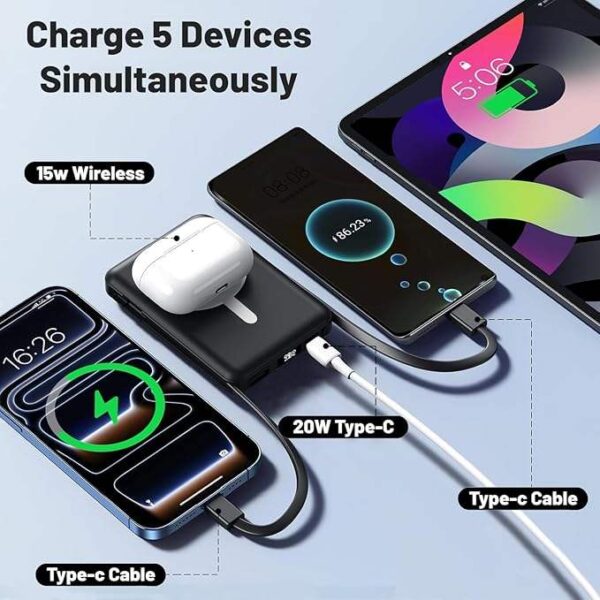 H4447892b61194cca83b789087a45b848C D012 10,000mAh 15W Magnetic Wireless Power Bank with Stand