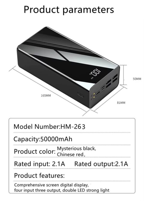 H6faefa932b7d4b6a9d773854555bf26fI T115S 50,000/60,000mAh 22.5W High-Capacity Power Bank