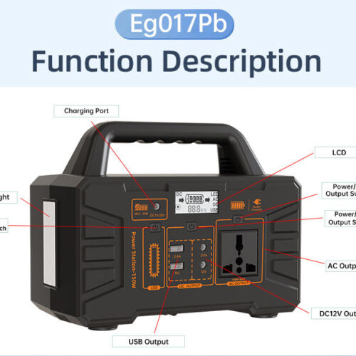 EG017 150W Portable Power Station with Solar Charging