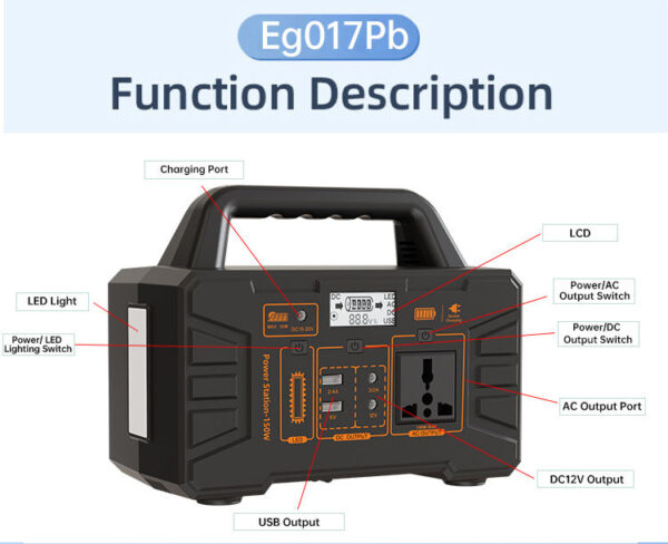 EG017 150W Portable Power Station with Solar Charging